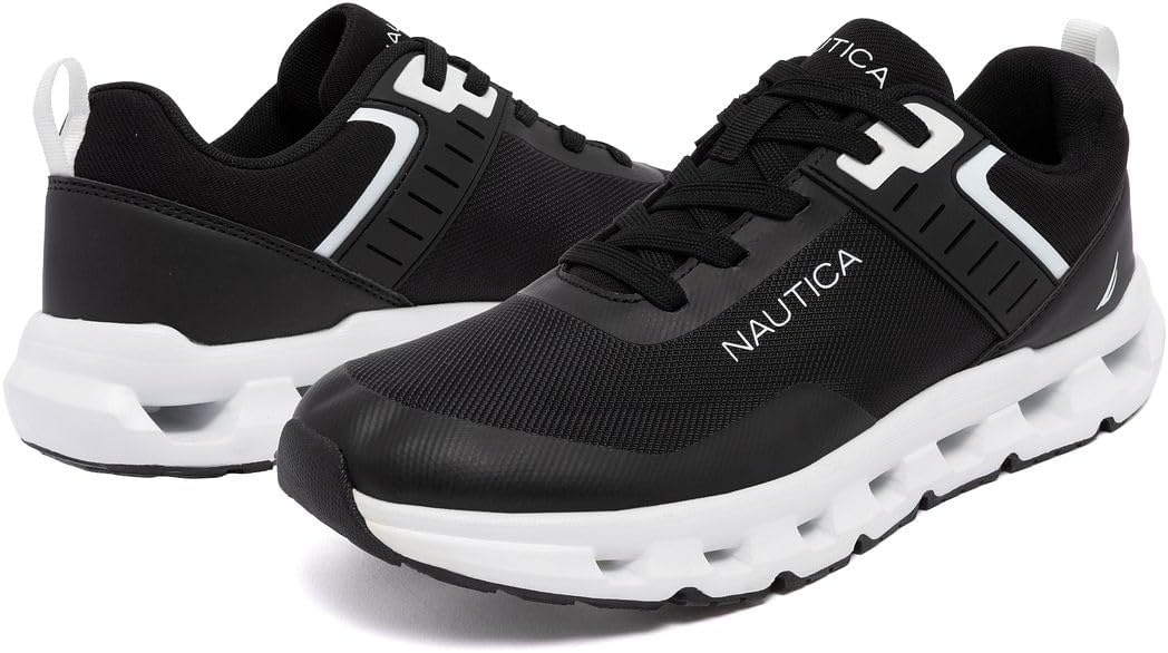 image:imageNautica Mens Running Sneakers Sport Fashion LaceUp Athletic Soft Shoes for Gym Tennis Men Cushioned Breathable Lightweight amp ComfortableBlack Whitebolang