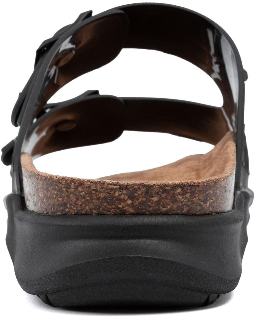 image:imageNautica Mens Sandals Casual Slides with 2 Adjustable Buckle Straps and Cork Footbed for Ultimate Comfort and Style RegularWide Width Big SizeBlack Mono