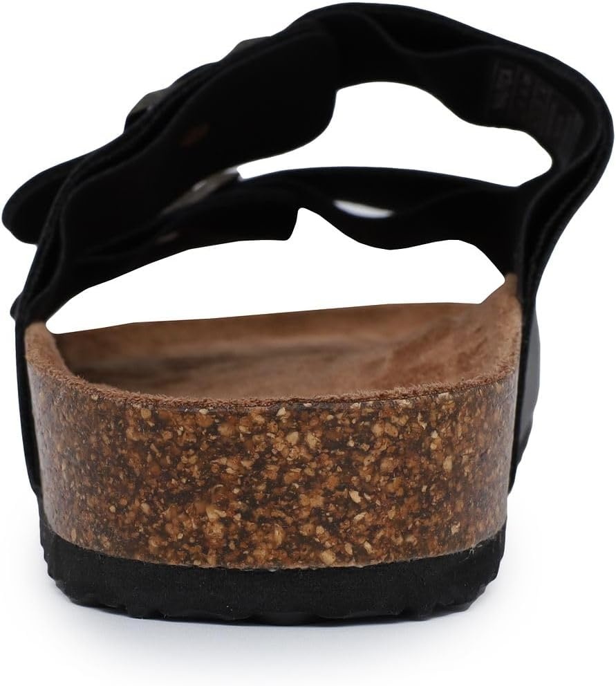 image:imageNautica Mens Sandals Casual Slides with 2 Adjustable Buckle Straps and Cork Footbed for Ultimate Comfort and Style RegularWide Width Big SizeBlack Tumbledtriun