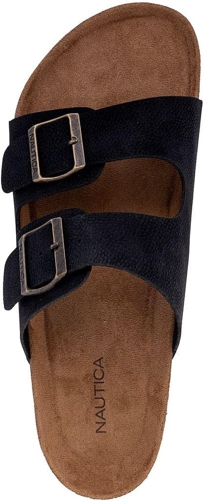 image:imageNautica Mens Sandals Casual Slides with 2 Adjustable Buckle Straps and Cork Footbed for Ultimate Comfort and Style RegularWide Width Big SizeBlack X Tumbled