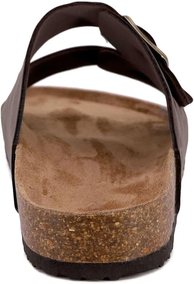 image:imageNautica Mens Sandals Casual Slides with 2 Adjustable Buckle Straps and Cork Footbed for Ultimate Comfort and Style RegularWide Width Big SizeBrown Tumbledtriun