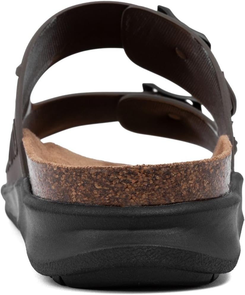 image:imageNautica Mens Sandals Casual Slides with 2 Adjustable Buckle Straps and Cork Footbed for Ultimate Comfort and Style RegularWide Width Big SizeChocolate