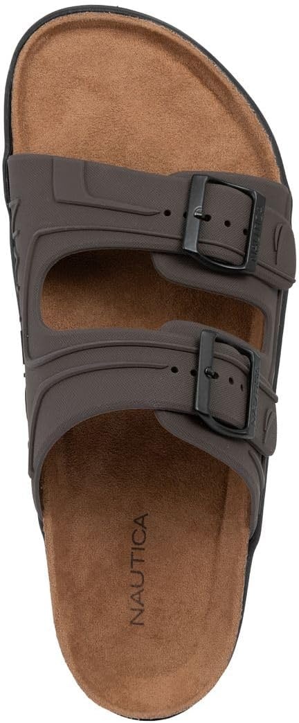 image:imageNautica Mens Sandals Casual Slides with 2 Adjustable Buckle Straps and Cork Footbed for Ultimate Comfort and Style RegularWide Width Big SizeChocolate