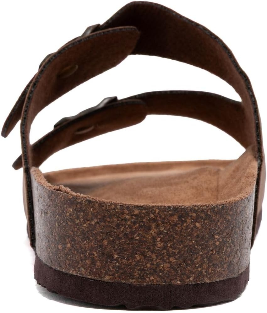 image:imageNautica Mens Sandals Casual Slides with 2 Adjustable Buckle Straps and Cork Footbed for Ultimate Comfort and Style RegularWide Width Big SizeCognactumbled
