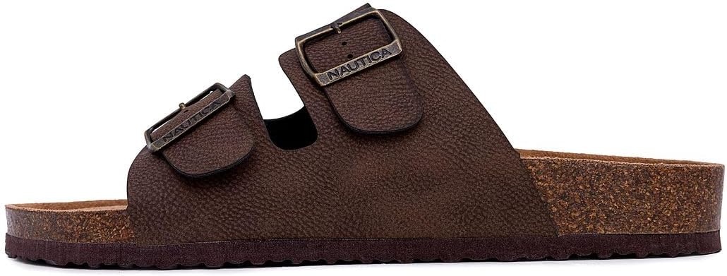 image:imageNautica Mens Sandals Casual Slides with 2 Adjustable Buckle Straps and Cork Footbed for Ultimate Comfort and Style RegularWide Width Big SizeEspresso