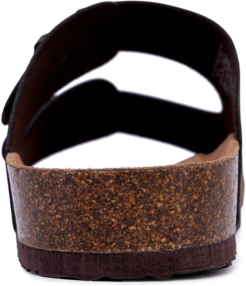 image:imageNautica Mens Sandals Casual Slides with 2 Adjustable Buckle Straps and Cork Footbed for Ultimate Comfort and Style RegularWide Width Big SizeEspresso