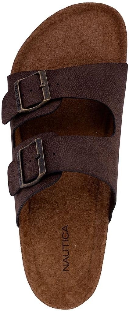 image:imageNautica Mens Sandals Casual Slides with 2 Adjustable Buckle Straps and Cork Footbed for Ultimate Comfort and Style RegularWide Width Big SizeEspresso