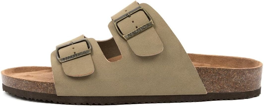 image:imageNautica Mens Sandals Casual Slides with 2 Adjustable Buckle Straps and Cork Footbed for Ultimate Comfort and Style RegularWide Width Big SizeLight Tantriun