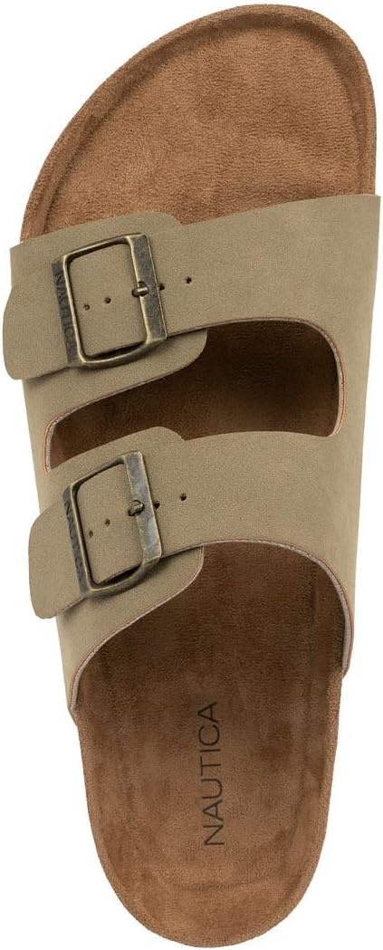 image:imageNautica Mens Sandals Casual Slides with 2 Adjustable Buckle Straps and Cork Footbed for Ultimate Comfort and Style RegularWide Width Big SizeLight Tantriun