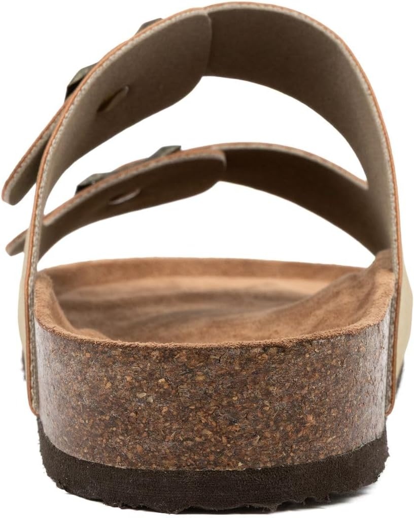 image:imageNautica Mens Sandals Casual Slides with 2 Adjustable Buckle Straps and Cork Footbed for Ultimate Comfort and Style RegularWide Width Big SizeLight Tantriun