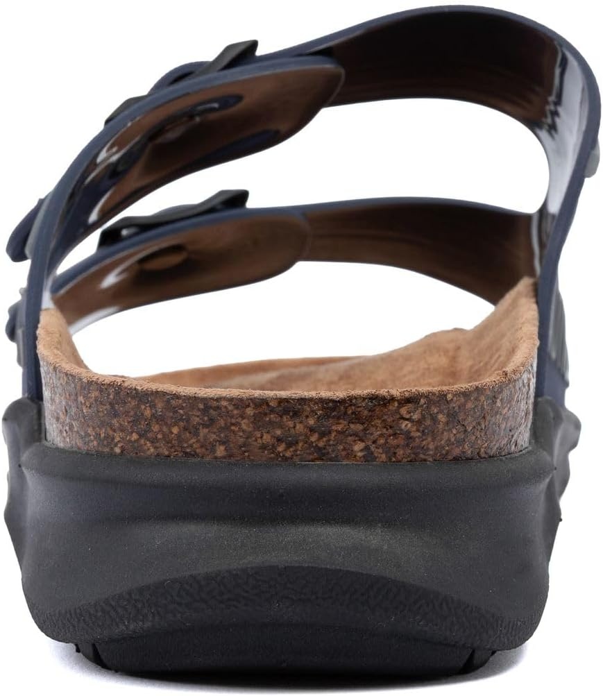 image:imageNautica Mens Sandals Casual Slides with 2 Adjustable Buckle Straps and Cork Footbed for Ultimate Comfort and Style RegularWide Width Big SizeNavy Charcoal
