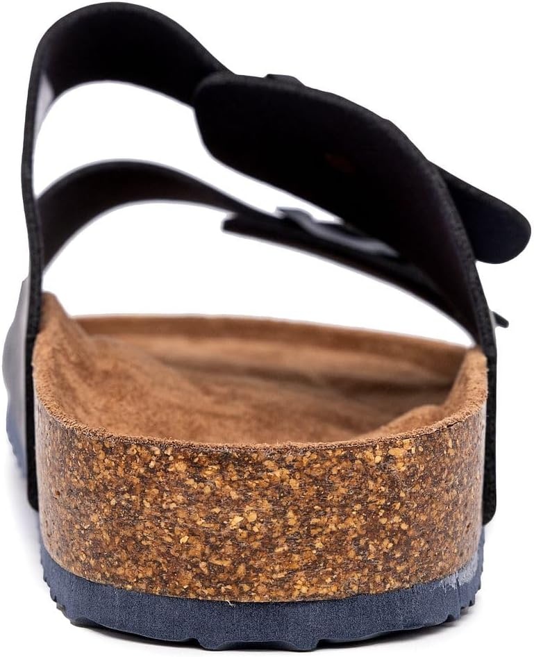 image:imageNautica Mens Sandals Casual Slides with 2 Adjustable Buckle Straps and Cork Footbed for Ultimate Comfort and Style RegularWide Width Big SizeNavy Monotriun
