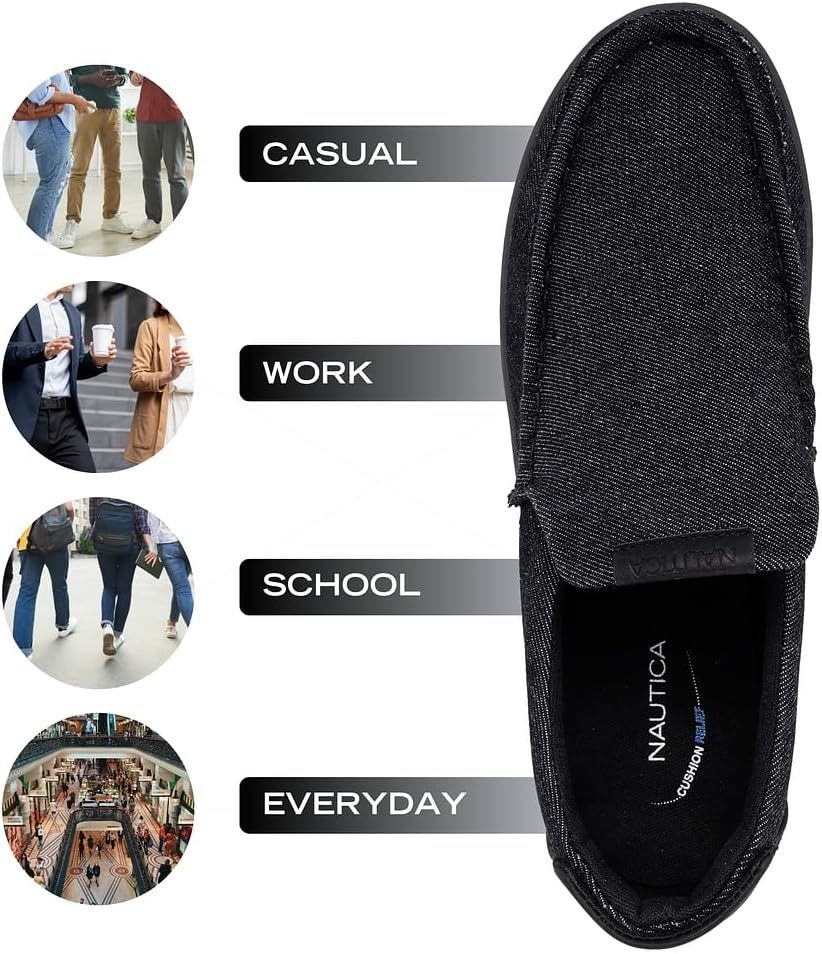 image:imageNautica Mens SlipOn Loafers Casual Moc Toe Sneakers Boat Shoes Slipper for Men Lightweight amp Comfortable DerwinBlack Denim