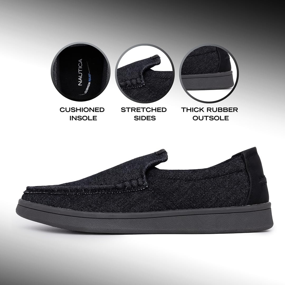 image:imageNautica Mens SlipOn Loafers Casual Moc Toe Sneakers Boat Shoes Slipper for Men Lightweight amp Comfortable DerwinBlack Denim