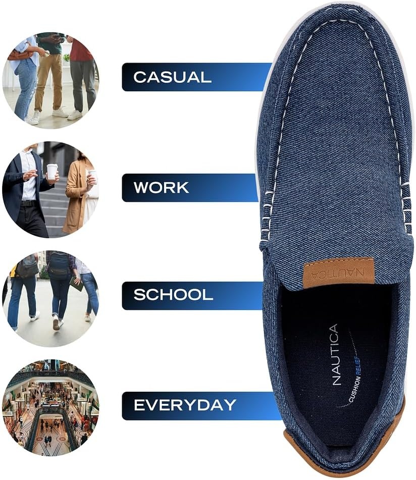 image:imageNautica Mens SlipOn Loafers Casual Moc Toe Sneakers Boat Shoes Slipper for Men Lightweight amp Comfortable DerwinBlue Denim