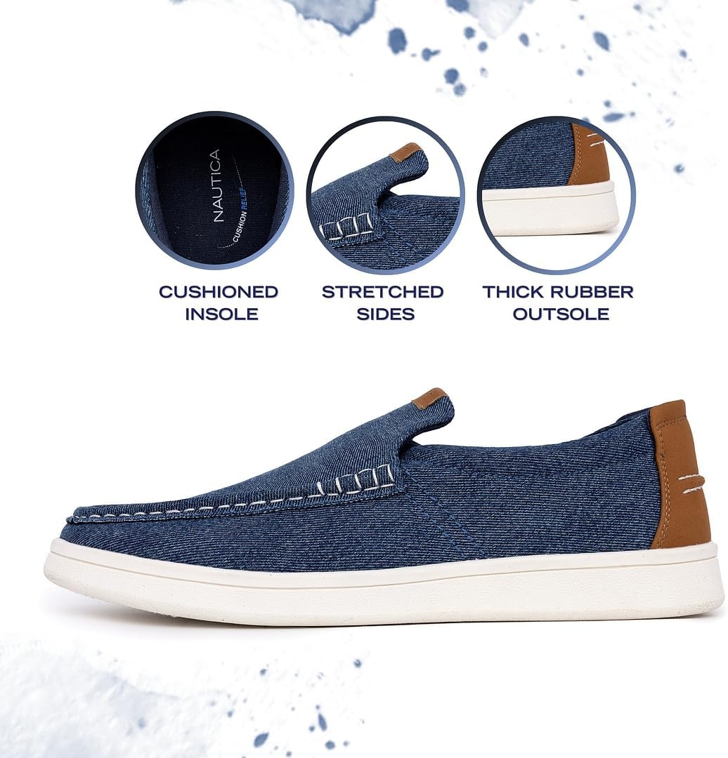 image:imageNautica Mens SlipOn Loafers Casual Moc Toe Sneakers Boat Shoes Slipper for Men Lightweight amp Comfortable DerwinBlue Denim