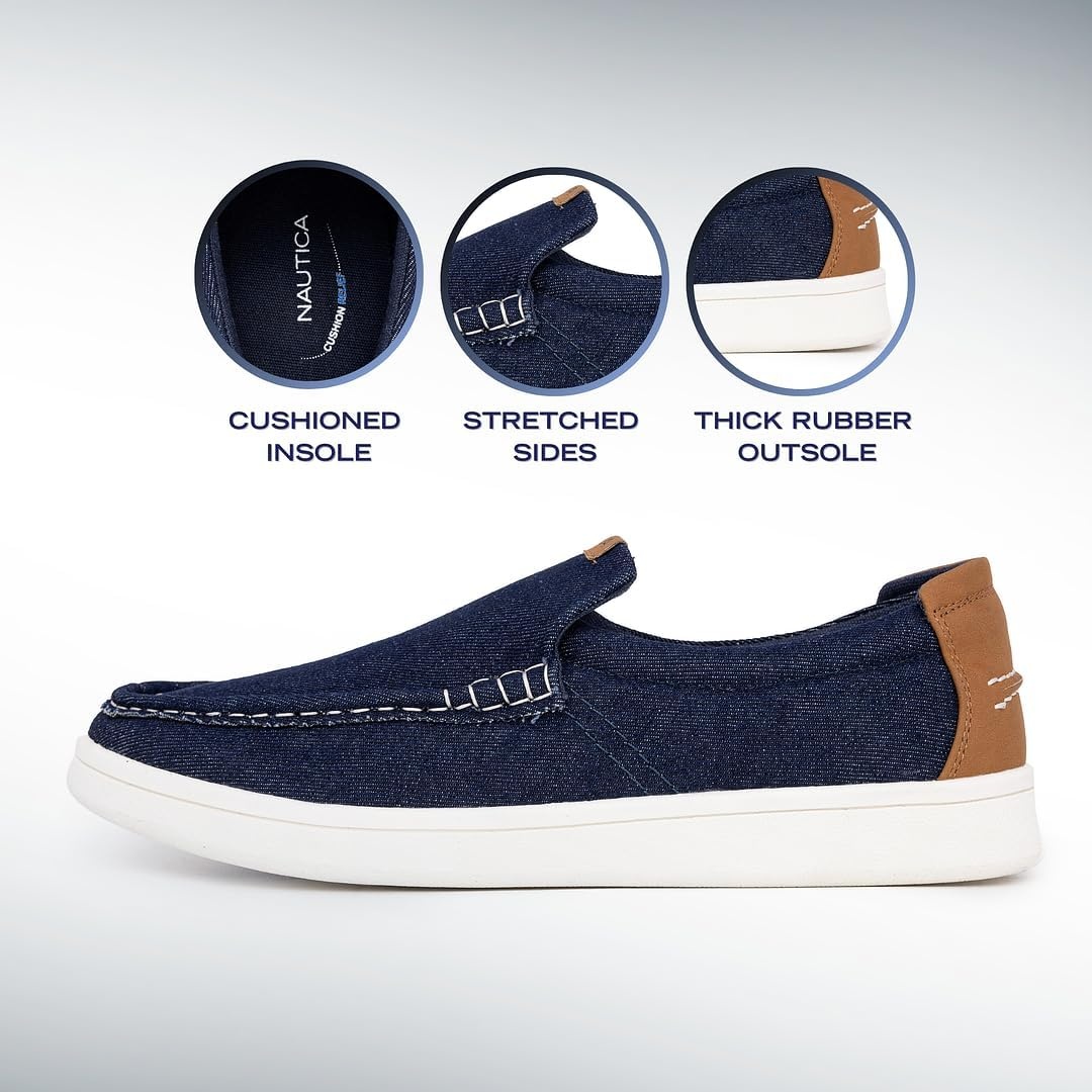 image:imageNautica Mens SlipOn Loafers Casual Moc Toe Sneakers Boat Shoes Slipper for Men Lightweight amp Comfortable DerwinIndigo Denim