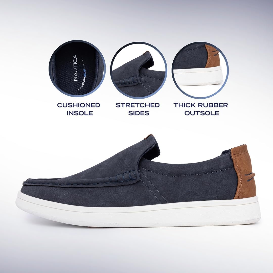 image:imageNautica Mens SlipOn Loafers Casual Moc Toe Sneakers Boat Shoes Slipper for Men Lightweight amp Comfortable DerwinNavy Smooth