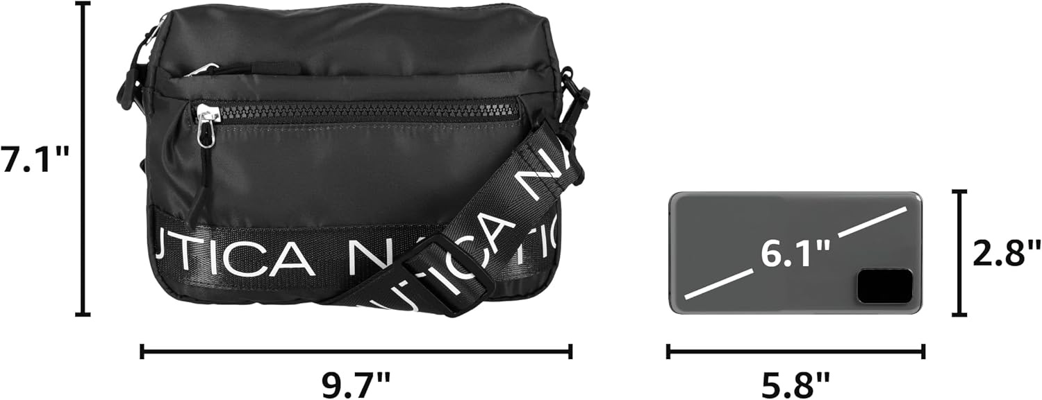 image:imageNautica Nylon Bean crossbodyBelt Bag adjustable shoulder strapBlack