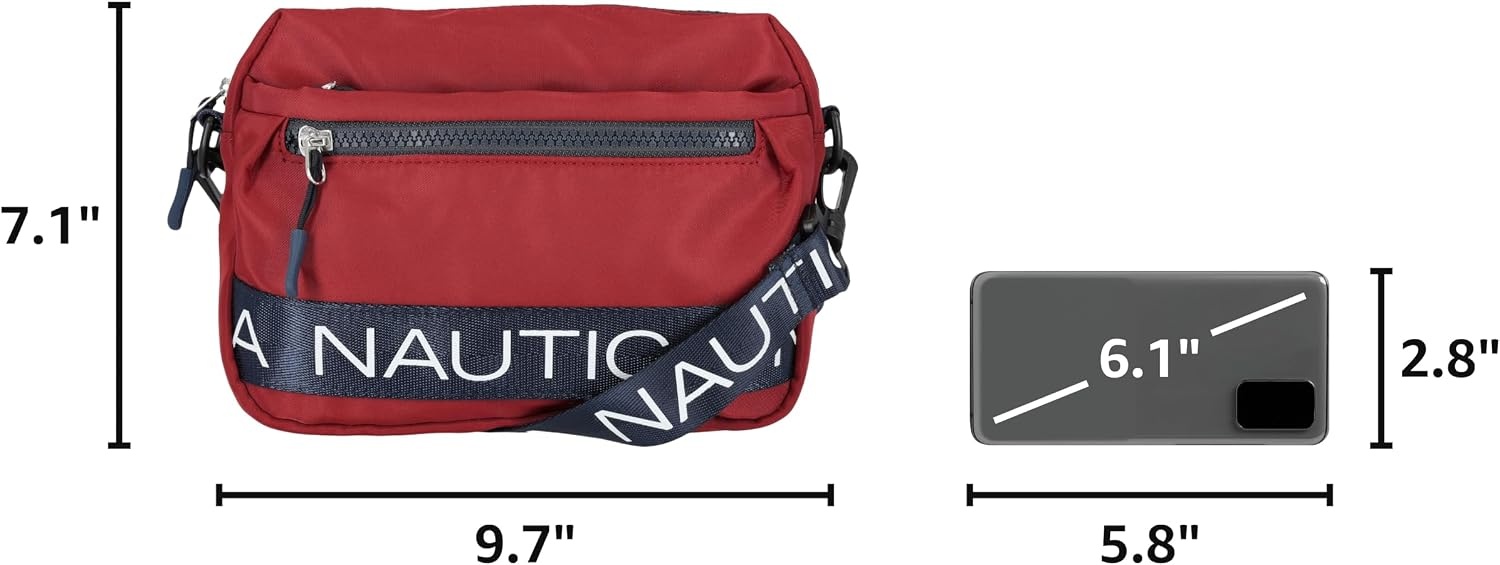 image:imageNautica Nylon Bean crossbodyBelt Bag adjustable shoulder strapCranberry