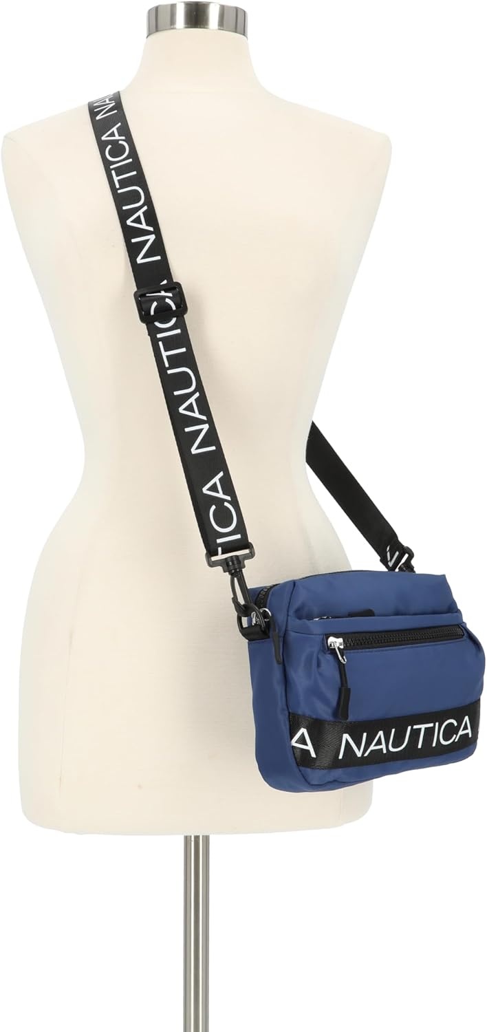 image:imageNautica Nylon Bean crossbodyBelt Bag adjustable shoulder strapIndigo