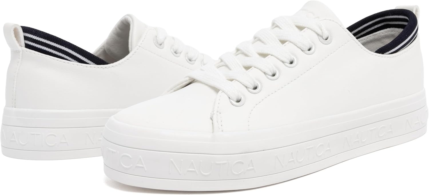 image:imageNautica Platform Sneakers for Womens Fashion Trendy Shoes White Casual Sneaker Thick Sole Everyday Walking ShoesWhite Navyaraneta