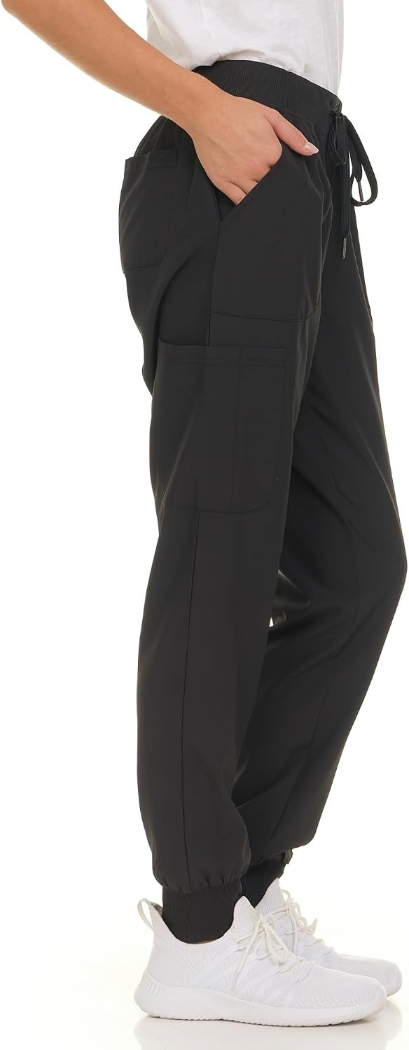 image:imageNautica Scrub Pants for Women Breathable Drawstring Jogger Scrubs for Women 5 Pocket Stretch Soft Scrub Bottoms for WomanBlack