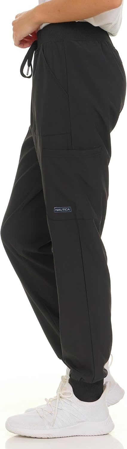 image:imageNautica Scrub Pants for Women Breathable Drawstring Jogger Scrubs for Women 5 Pocket Stretch Soft Scrub Bottoms for WomanBlack