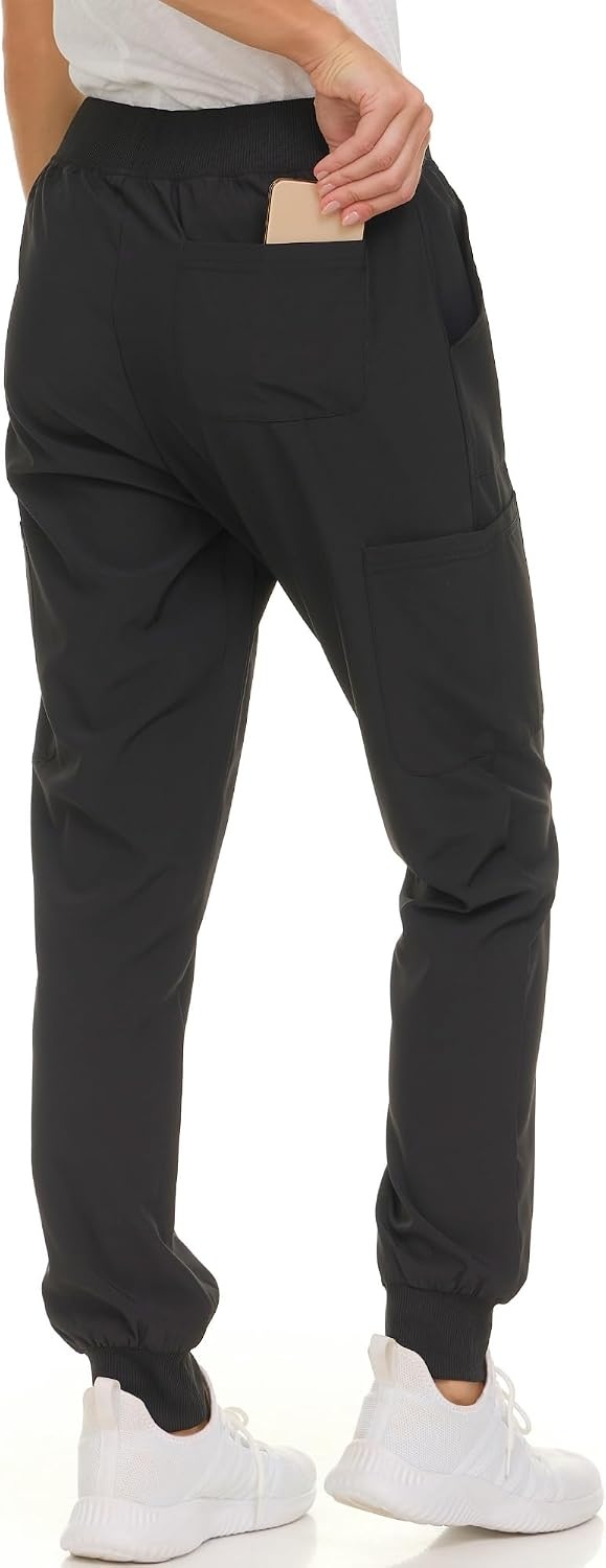 image:imageNautica Scrub Pants for Women Breathable Drawstring Jogger Scrubs for Women 5 Pocket Stretch Soft Scrub Bottoms for WomanBlack
