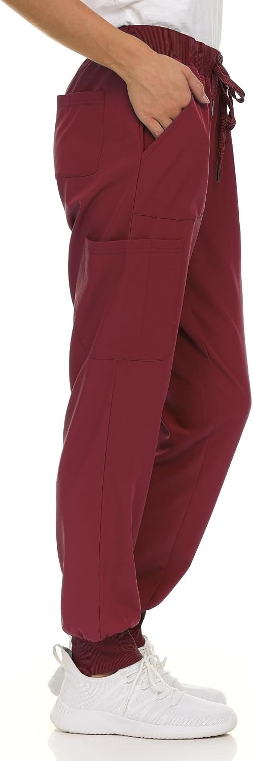 image:imageNautica Scrub Pants for Women Breathable Drawstring Jogger Scrubs for Women 5 Pocket Stretch Soft Scrub Bottoms for WomanCabernet