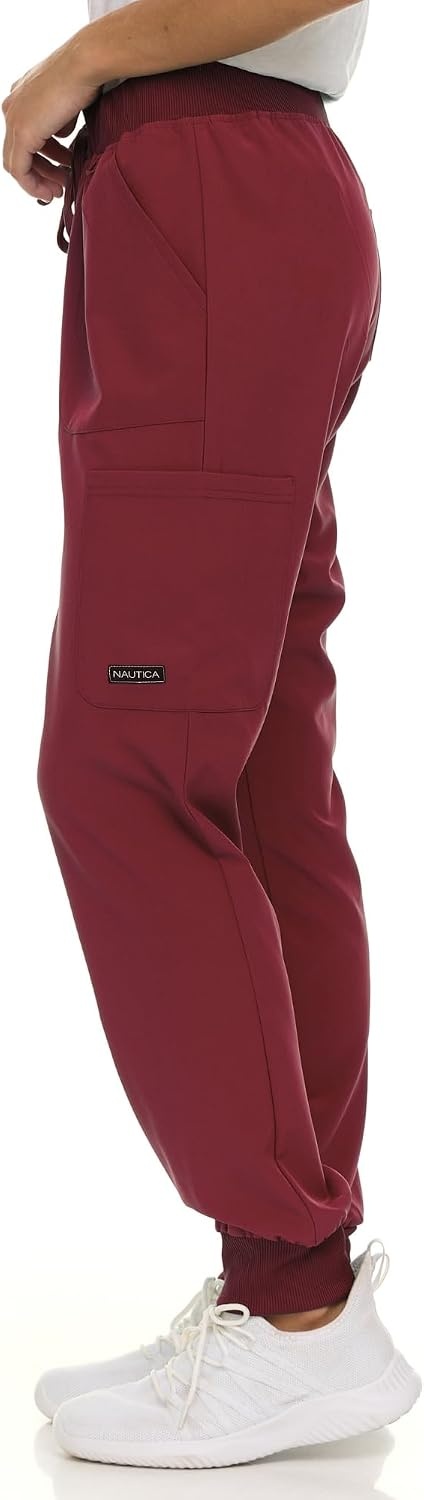 image:imageNautica Scrub Pants for Women Breathable Drawstring Jogger Scrubs for Women 5 Pocket Stretch Soft Scrub Bottoms for WomanCabernet