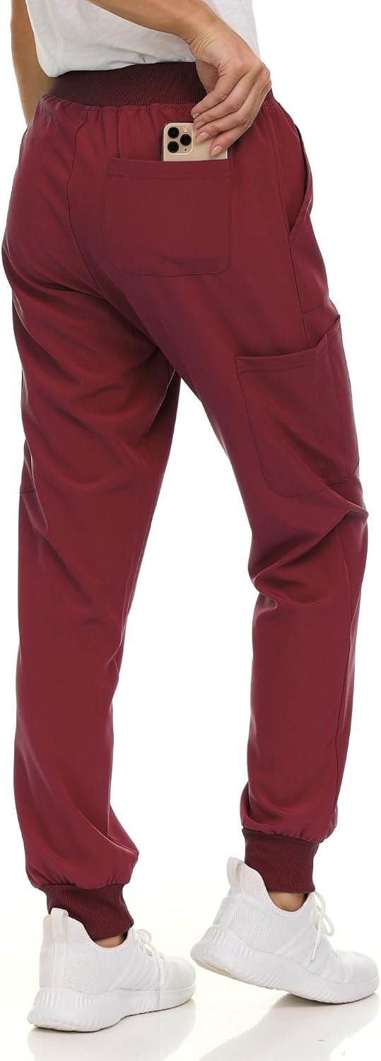 image:imageNautica Scrub Pants for Women Breathable Drawstring Jogger Scrubs for Women 5 Pocket Stretch Soft Scrub Bottoms for WomanCabernet