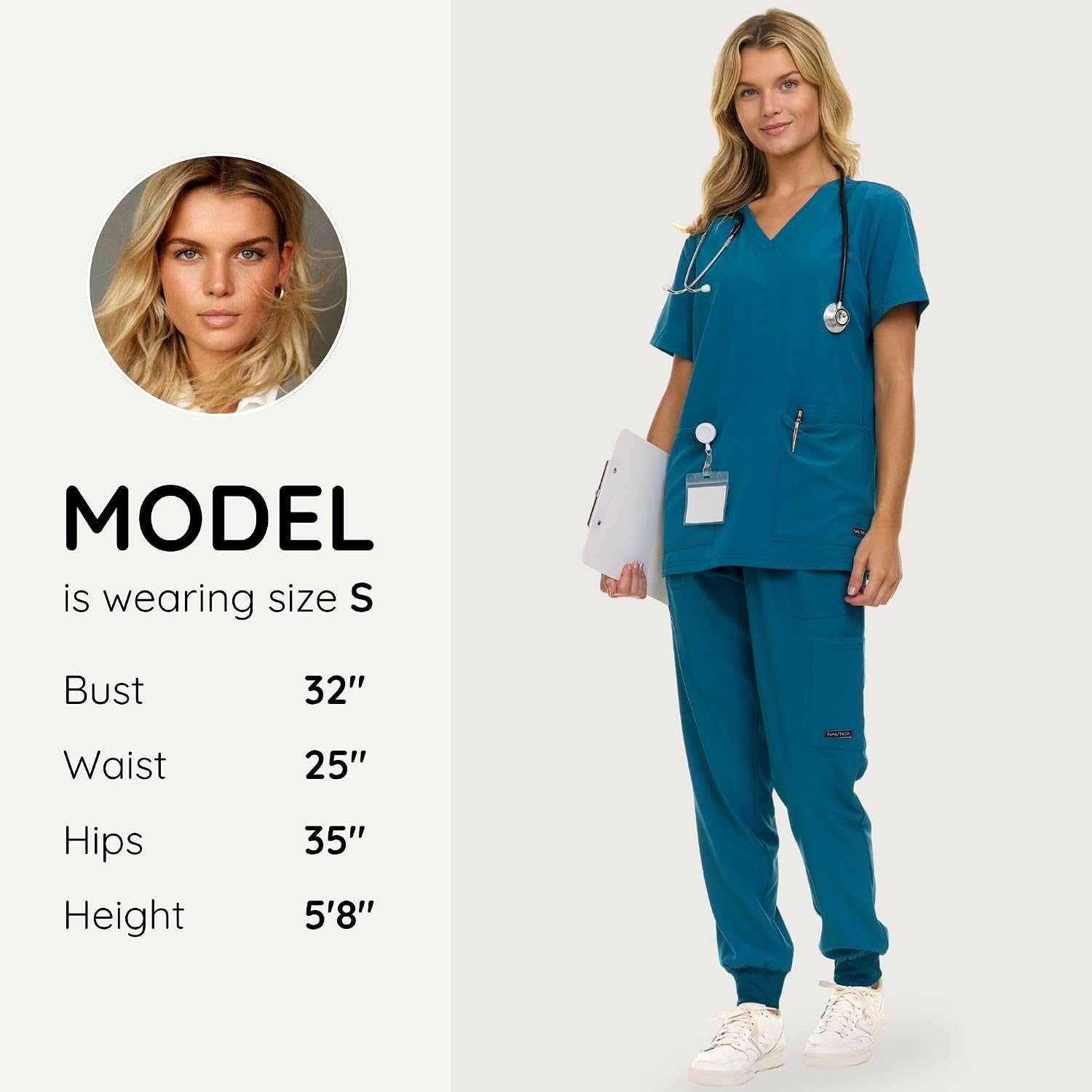 image:imageNautica Scrub Pants for Women Breathable Drawstring Jogger Scrubs for Women 5 Pocket Stretch Soft Scrub Bottoms for WomanCarribean