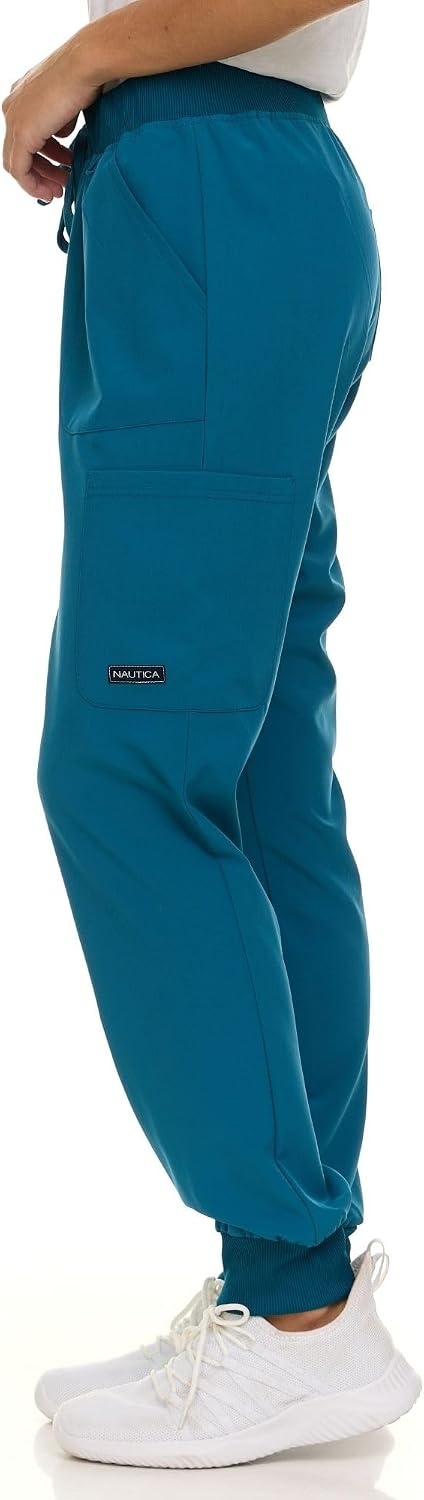 image:imageNautica Scrub Pants for Women Breathable Drawstring Jogger Scrubs for Women 5 Pocket Stretch Soft Scrub Bottoms for WomanCarribean