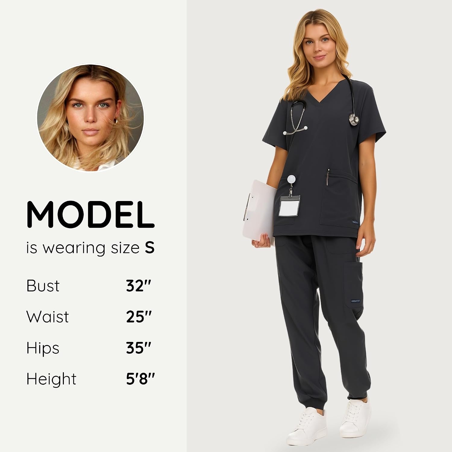 image:imageNautica Scrub Pants for Women Breathable Drawstring Jogger Scrubs for Women 5 Pocket Stretch Soft Scrub Bottoms for WomanCharcoal
