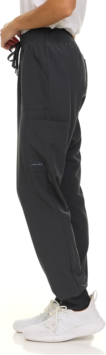 image:imageNautica Scrub Pants for Women Breathable Drawstring Jogger Scrubs for Women 5 Pocket Stretch Soft Scrub Bottoms for WomanCharcoal