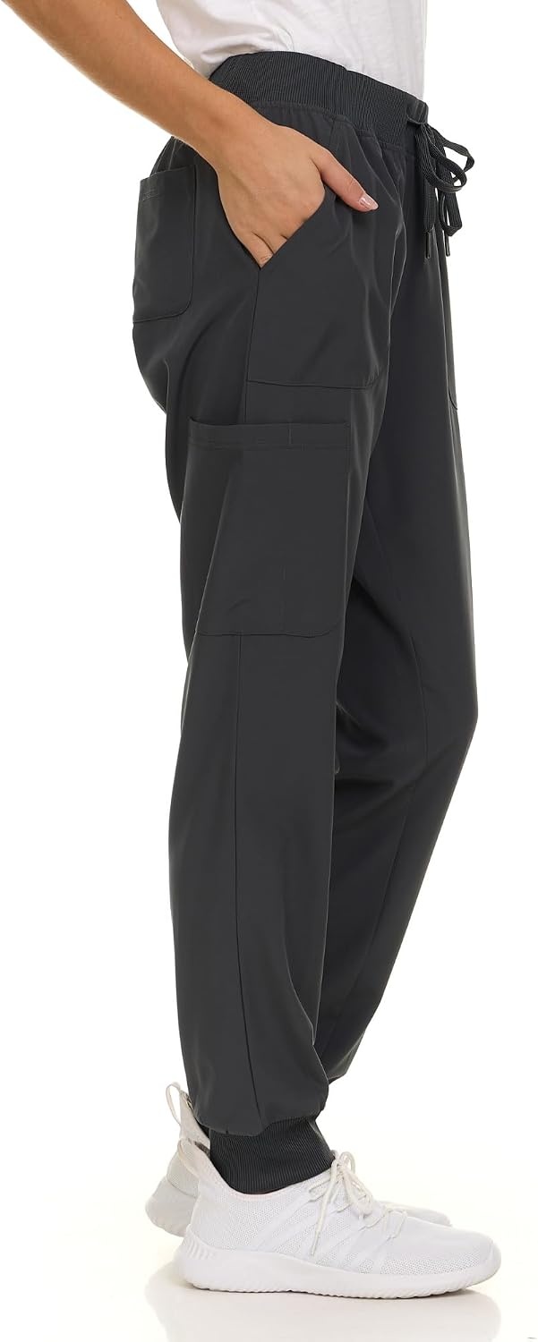 image:imageNautica Scrub Pants for Women Breathable Drawstring Jogger Scrubs for Women 5 Pocket Stretch Soft Scrub Bottoms for WomanCharcoal