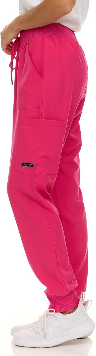 image:imageNautica Scrub Pants for Women Breathable Drawstring Jogger Scrubs for Women 5 Pocket Stretch Soft Scrub Bottoms for WomanFuschia
