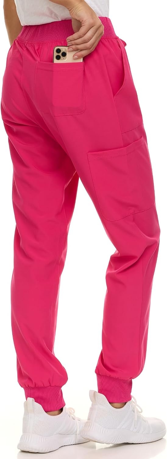 image:imageNautica Scrub Pants for Women Breathable Drawstring Jogger Scrubs for Women 5 Pocket Stretch Soft Scrub Bottoms for WomanFuschia