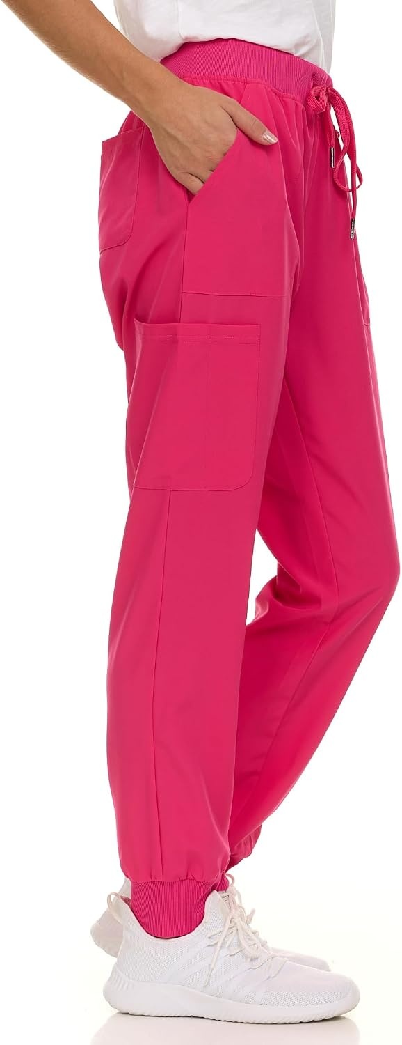 image:imageNautica Scrub Pants for Women Breathable Drawstring Jogger Scrubs for Women 5 Pocket Stretch Soft Scrub Bottoms for WomanFuschia