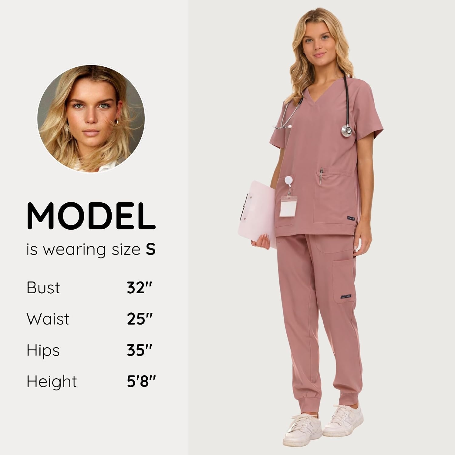 image:imageNautica Scrub Pants for Women Breathable Drawstring Jogger Scrubs for Women 5 Pocket Stretch Soft Scrub Bottoms for WomanMauve