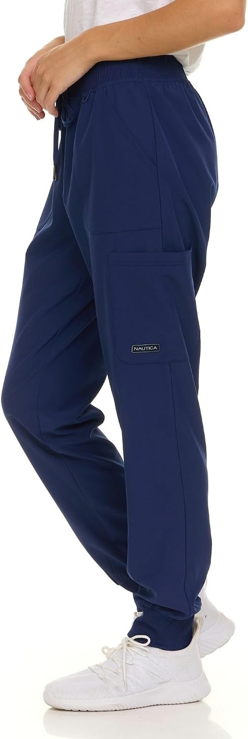 image:imageNautica Scrub Pants for Women Breathable Drawstring Jogger Scrubs for Women 5 Pocket Stretch Soft Scrub Bottoms for WomanNavy