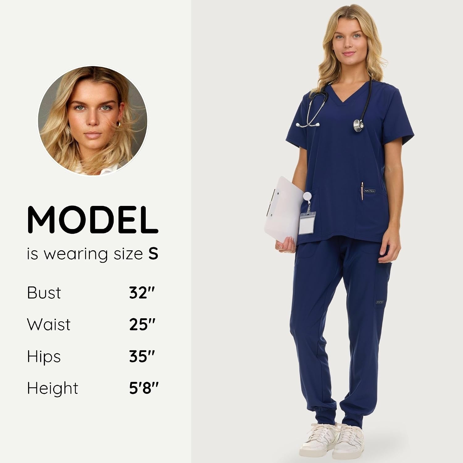 image:imageNautica Scrub Pants for Women Breathable Drawstring Jogger Scrubs for Women 5 Pocket Stretch Soft Scrub Bottoms for WomanNavy