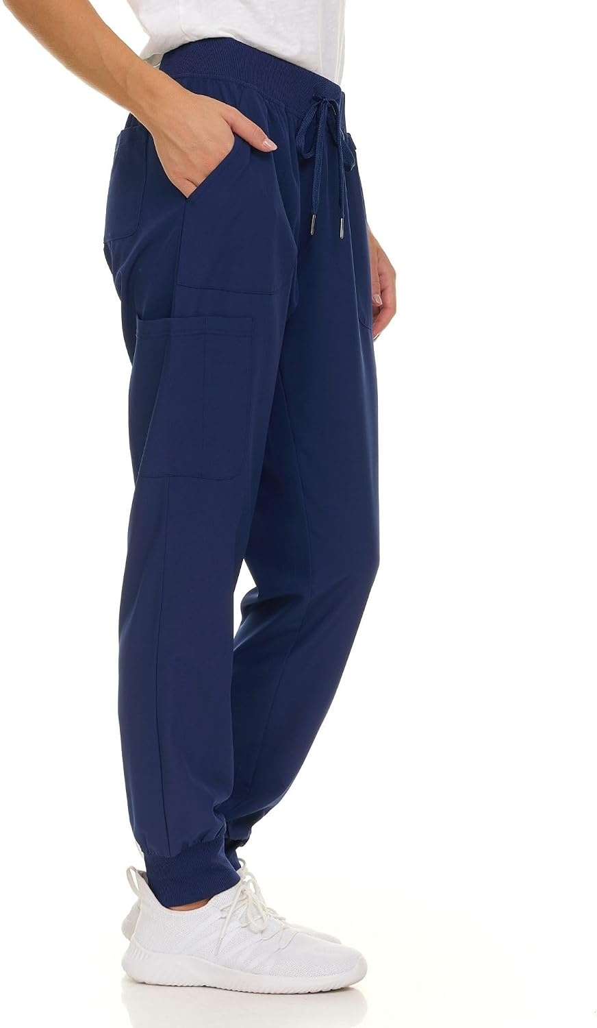 image:imageNautica Scrub Pants for Women Breathable Drawstring Jogger Scrubs for Women 5 Pocket Stretch Soft Scrub Bottoms for WomanNavy