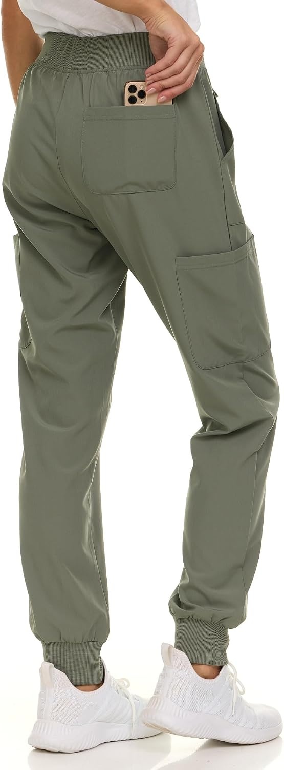 image:imageNautica Scrub Pants for Women Breathable Drawstring Jogger Scrubs for Women 5 Pocket Stretch Soft Scrub Bottoms for WomanOlive