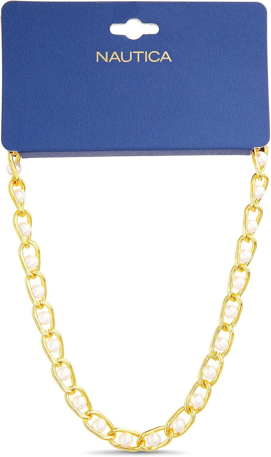 image:imageNautica Simulated Pearl Chain Necklace for Women 14K Yellow Gold Plated Alloy 175 Inches