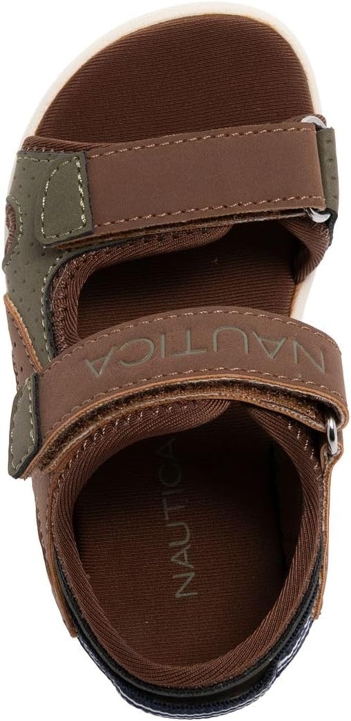 image:imageNautica Toddler Boys Sport Sandals Lightweight Athletic OpenToe Summer Shoes with Dual Adjustable Hook and Loop Straps for Outdoor Play Beach and WaterBrown Olive Jupiter