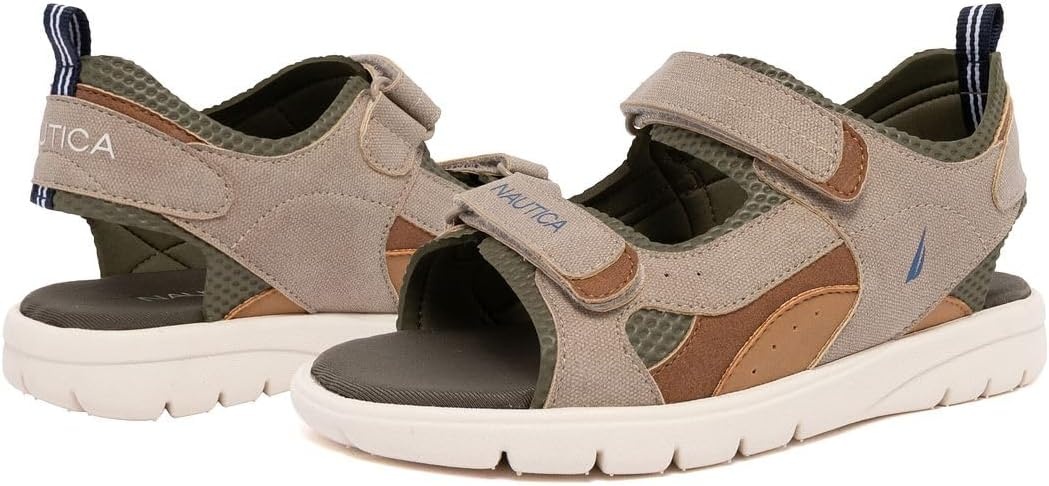 image:imageNautica Toddler Boys Sport Sandals Lightweight Athletic OpenToe Summer Shoes with Dual Adjustable Hook and Loop Straps for Outdoor Play Beach and WaterKhakijimmy
