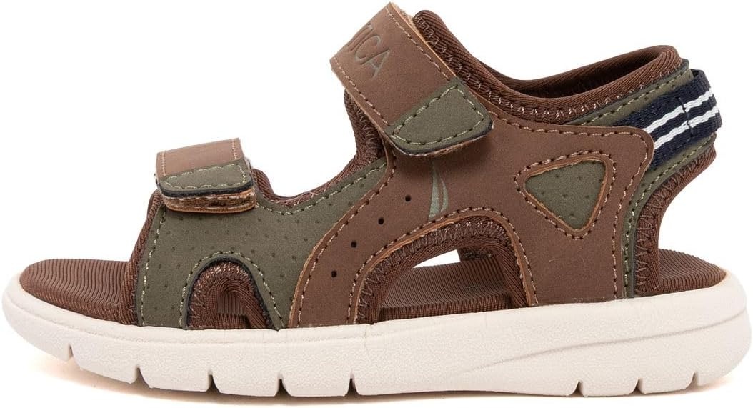 image:imageNautica Toddler Boys Sport Sandals Lightweight Athletic OpenToe Summer Shoes with Dual Adjustable Hook and Loop Straps for Outdoor Play Beach and WaterBrown Olive Jupiter