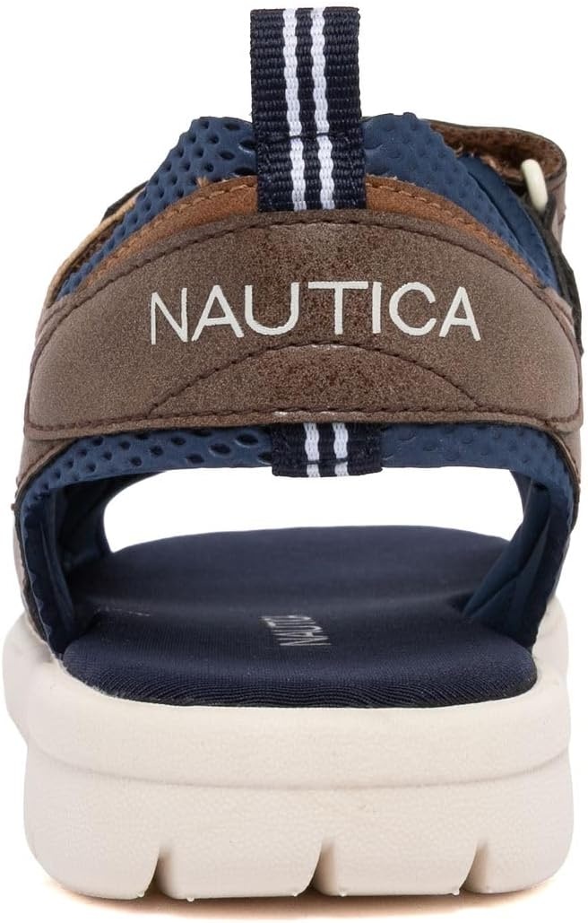 image:imageNautica Toddler Boys Sport Sandals Lightweight Athletic OpenToe Summer Shoes with Dual Adjustable Hook and Loop Straps for Outdoor Play Beach and WaterBrown Navyjimmy